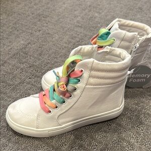 GAP Kids White Sneakers with Rainbow Laces